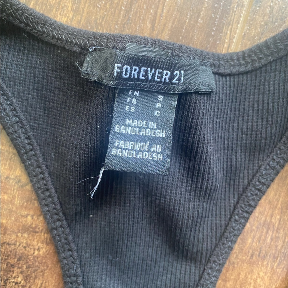 2/$10 Forever 21 Black Cropped Stay Wild Tank Small - Picture 4 of 9